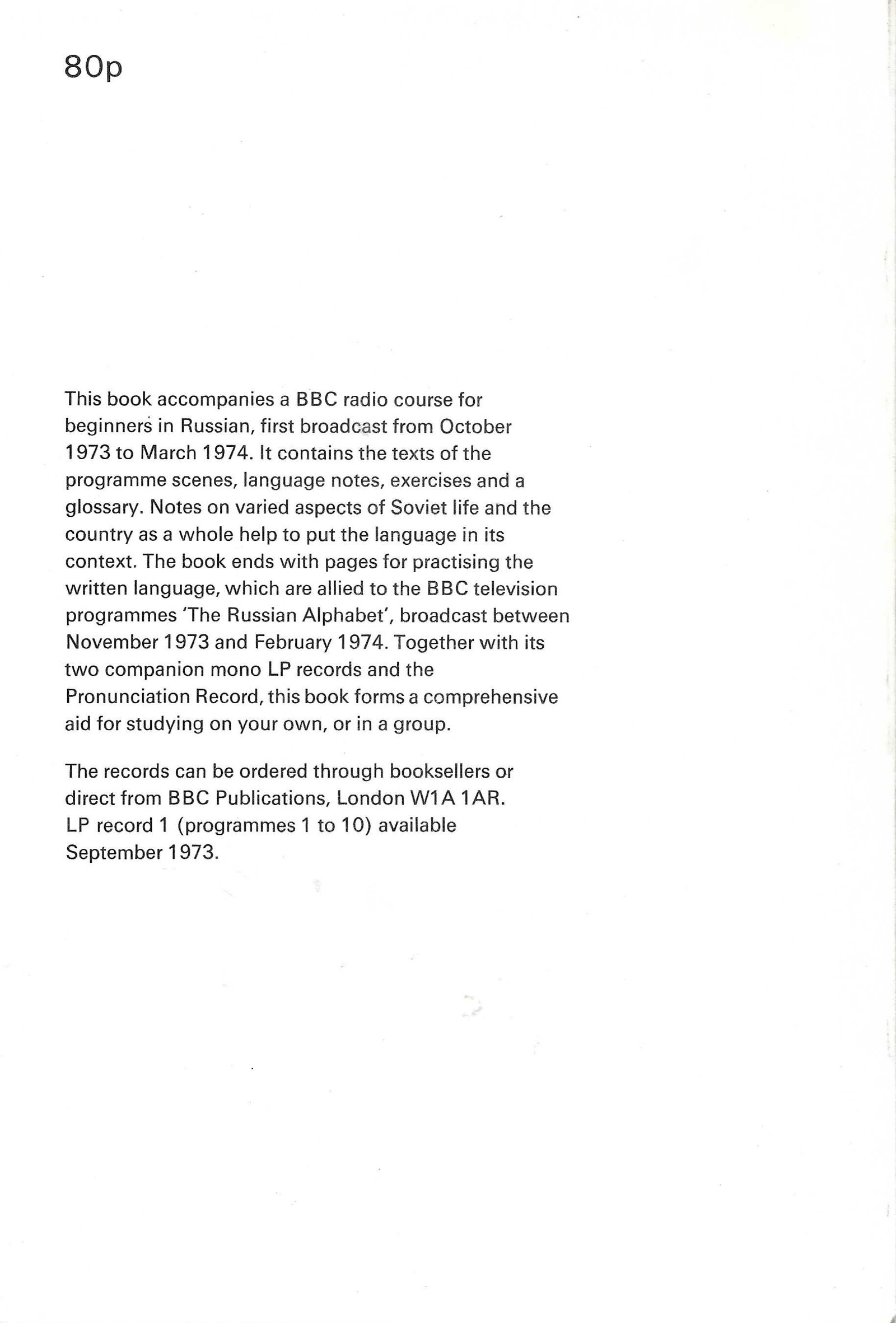 Picture of ISBN 0 563 10768 5 Ochen' priyatno - A BBC Radio course for beginners in Russian by artist Michael Frewin / Alla Braithwaite from the BBC records and Tapes library